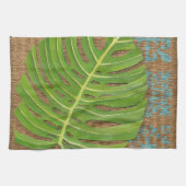 De Palm van de Druk van het blok op Wicker Achterg Theedoek (Horizontaal)