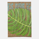 De Palm van de Druk van het blok op Wicker Achterg Theedoek (Verticaal)