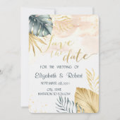 De palm verlaat Waterverf sparen de Datum Save The Date (Voorkant)