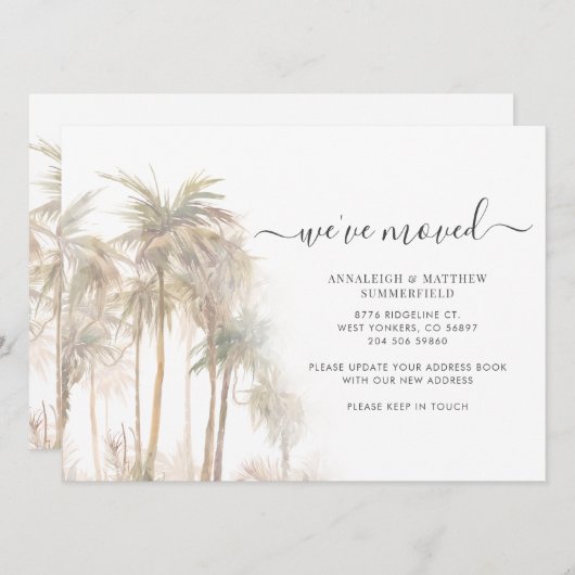 De palmbomen hebben Verandering van Adres Bewegend Aankondiging (Voorkant / Achterkant)