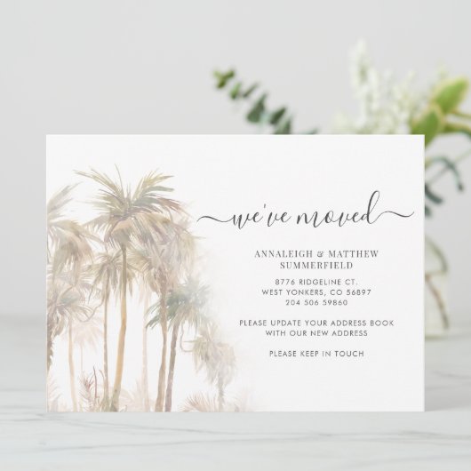 De palmbomen hebben Verandering van Adres Bewegend Aankondiging (Staand voorkant)