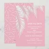 De palmbomen op Roze bewaren de DATUM Kaarten (Voorkant / Achterkant)