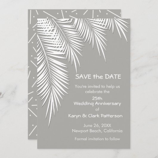 De palmbomen op Zilver bewaren de DATUM Kaarten (Voorkant / Achterkant)