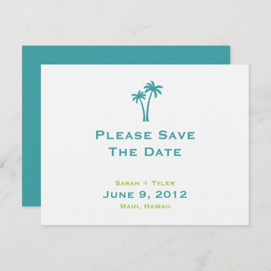 De palmbomen sparen de DatumKaart Save The Date (Voorkant / Achterkant)