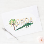 De palmboom van Florida en de alligator Ovale Sticker (Envelop)