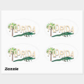 De palmboom van Florida en de alligator Ovale Sticker (Vel)
