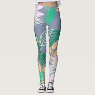 De palmboom verlaat de Leggings van het tropische 
