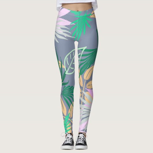 De palmboom verlaat de Leggings van het tropische  (Voorkant)