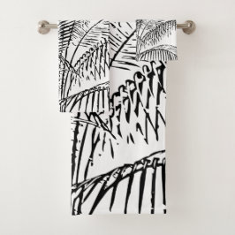 De palmboom verlaat Retro Abstract Patroon Bad Handdoek