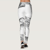 De palmboom verlaat  Retro Abstract Patroon Leggings (Achterkant)