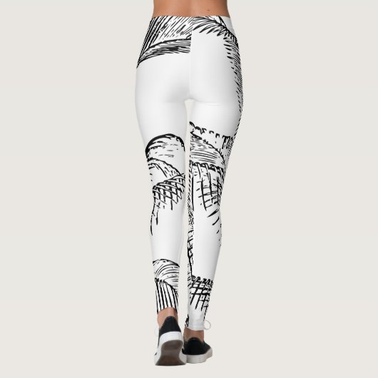 De palmboom verlaat  Retro Abstract Patroon Leggings (Achterkant)