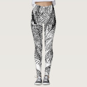 De palmboom verlaat  Retro Abstract Patroon Leggings (Voorkant)