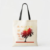 De palmboom Zon zal het strand doen waken en kusse Tote Bag (Voorkant)