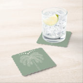 De palmboomlijn die witte groene maanfasen trekt,  kartonnen onderzetters (Insitu)