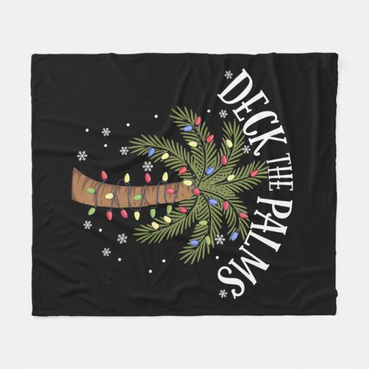 De palmpalmboom voor tropische Hawaï-kerstmis bedw Fleece Deken (Voorkant (Horizontaal))