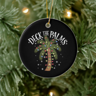 De palmpalmboom voor tropische Hawaï-kerstmis bedw Keramisch Ornament