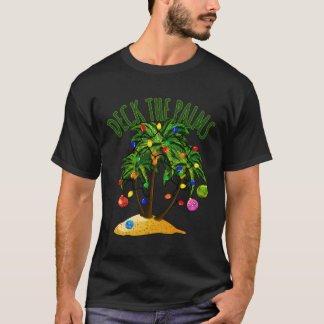 De palmpalmboom voor tropische Hawaï-kerstmis bedw T-shirt