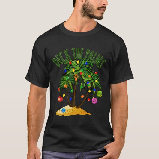De palmpalmboom voor tropische Hawaï-kerstmis bedw T-shirt (Voorkant)