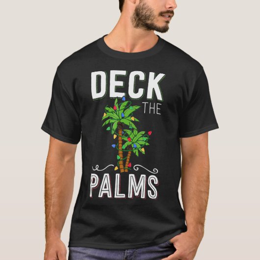 De palmpalmboom voor tropische Hawaï-kerstmis bedw T-shirt (Voorkant)