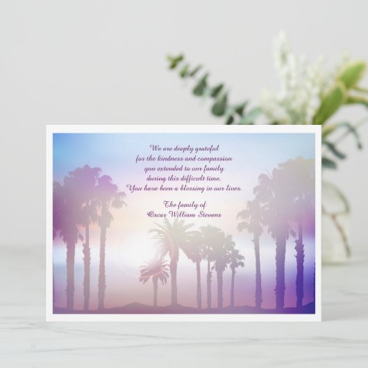 De Palms Bereavement Hartelijk dank Bedankkaart (Staand voorkant)