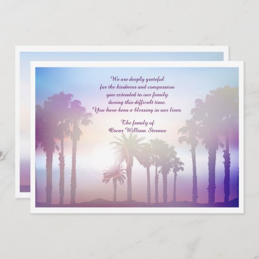 De Palms Bereavement Hartelijk dank Bedankkaart (Voorkant / Achterkant)