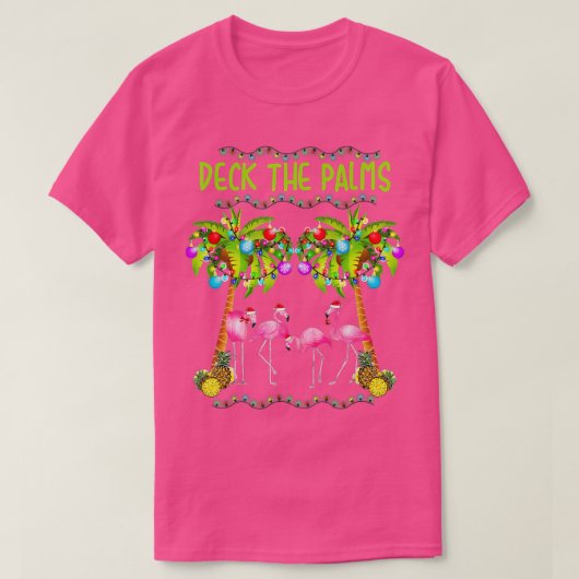 De Palms Merry Flamingo Kerstmis t-shirt laten val (Design voorkant)