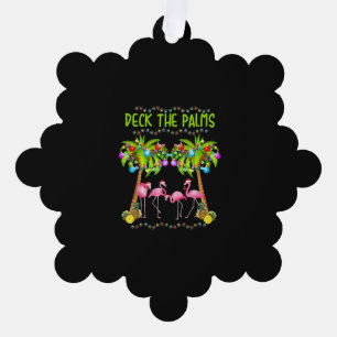 De Palms Merry Flamingo Kerstmis t-shirt laten val Ornament Kaart