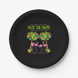 De Palms Merry Flamingo Kerstmis t-shirt laten val Papieren Bordje