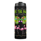 De Palms Merry Flamingo Kerstmis t-shirt laten val Thermosbeker (Voorkant)