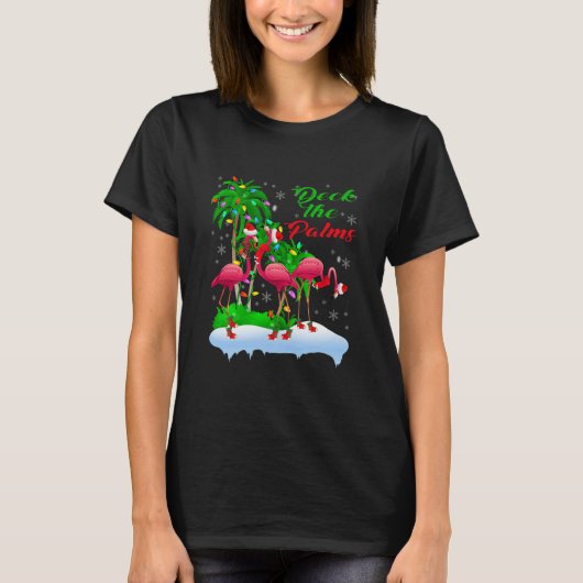 De Palms Merry-kerstlampjes sluiten Flamingo T-shirt (Voorkant)