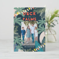 De Palms Tropical Navy Holiday Foto Card