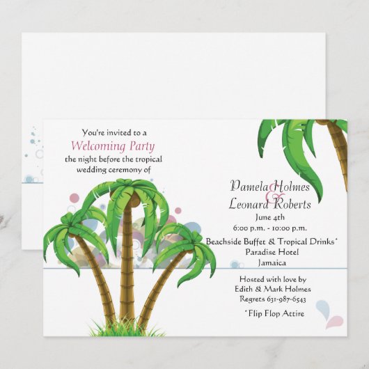 De Palms-uitnodiging Kaart (Voorkant / Achterkant)