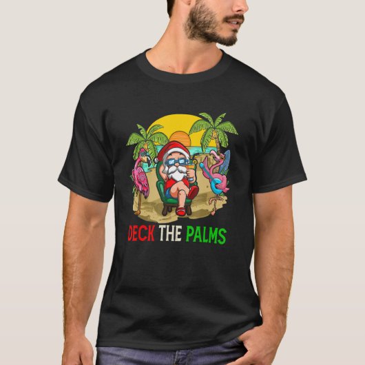 De palmzonnebril van de kerstman afdekken t-shirt (Voorkant)