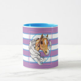 De Palomino (blauwe, zwarte en witte strepen) Mok