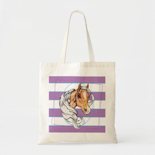 De Palomino (paarse, blauwe & witte strepen) Tote Bag (Voorkant)