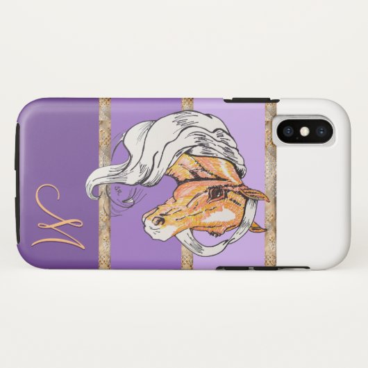 De Palomino (paarse gradiënt/goudstrepen) Case-Mate iPhone Case (Achterkant (horizontaal))