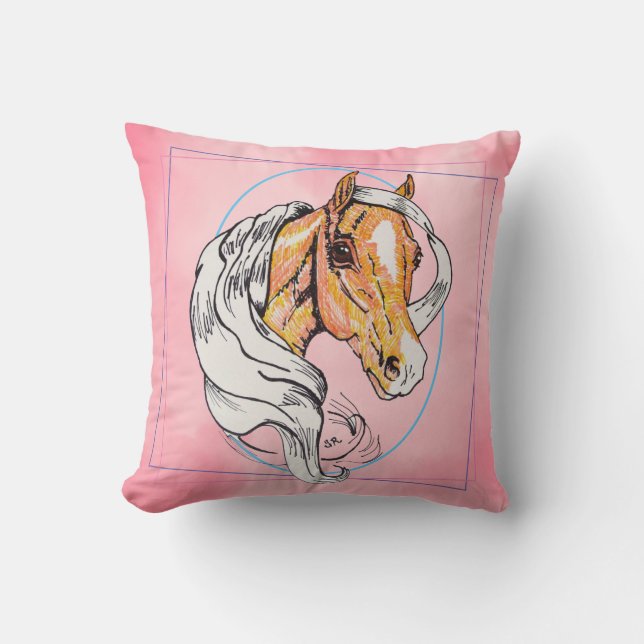 De Palomino (roze wolken) Kussen (Voorkant)