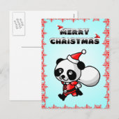 De panda draagt Briefkaart van Kerstmis van de (Voorkant / Achterkant)