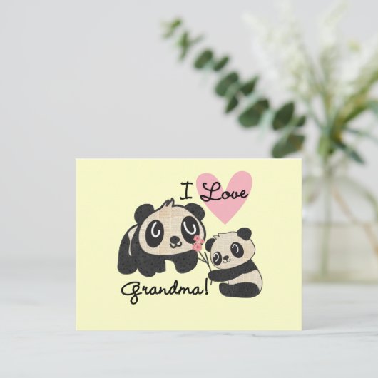 De panda draagt de Oma van de Liefde van I Briefkaart (Staand voorkant)