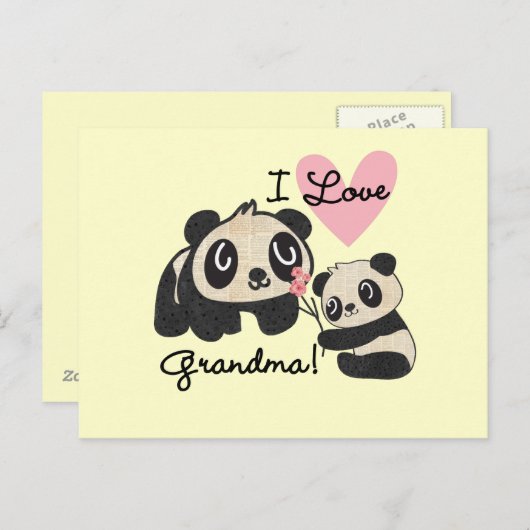 De panda draagt de Oma van de Liefde van I Briefkaart (Voorkant / Achterkant)