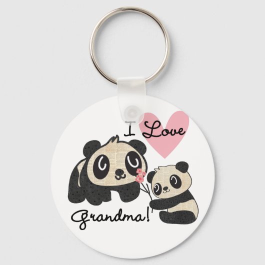 De panda draagt de Oma van de Liefde van I Sleutelhanger (Voorkant)