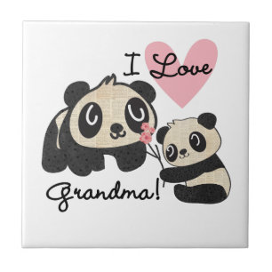 De panda draagt de Oma van de Liefde van I Tegeltje