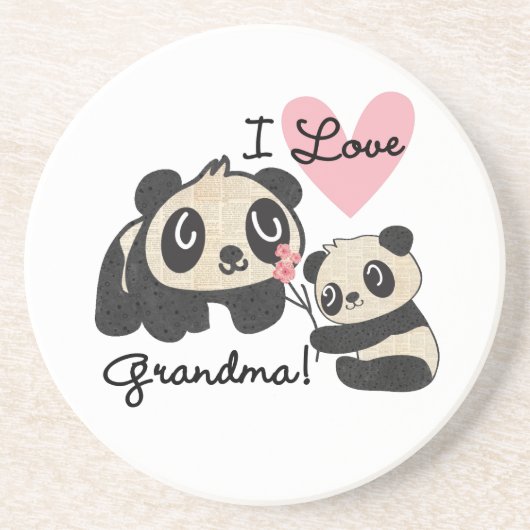 De panda draagt de Oma van de Liefde van I Zandsteen Onderzetter (Voorkant)