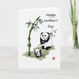 De panda draagt en baby, de Dag van de Gelukkige Kaart