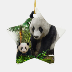 De panda dragen en het welpenart. keramisch ornament