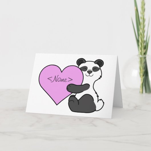 De Panda van de Valentijnsdag draagt met Lichtrose Feestdagen Kaart (Voorkant)