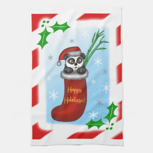 De Panda van Kerstmis Theedoek