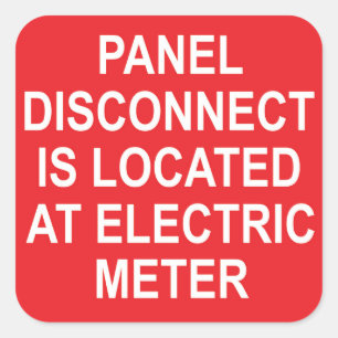 De paneelontkoppeling bevindt zich op de elektrisc vierkante sticker
