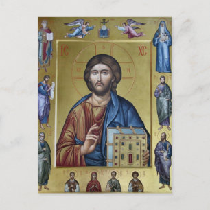 De Pantocrator en de Heiligen Orthodoxe Christelij Briefkaart