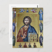 De Pantocrator en de Heiligen Orthodoxe Christelij Briefkaart (Voorkant / Achterkant)